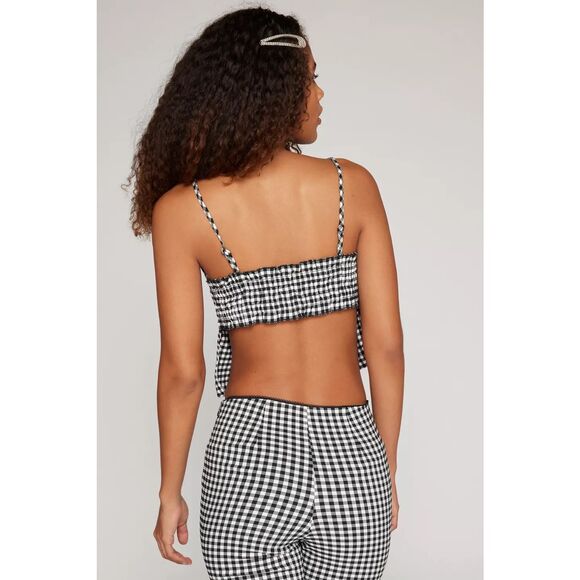 Urban Outfitters Kimchi Blue Little Lies Printed Gingham Plaid Open Back Cami To - Picture 3 of 8